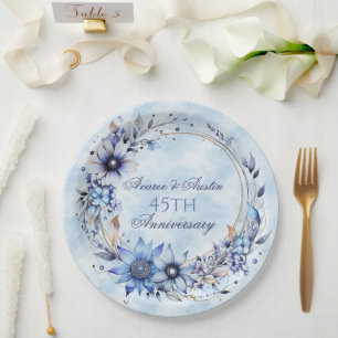 45th and 65th Sapphire Anniversary Paper Plates
