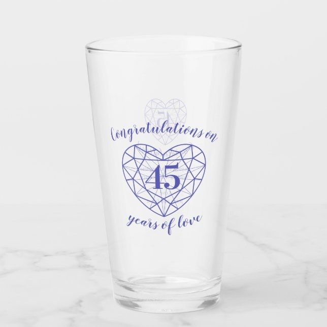 45th anniversary 45 years sapphire blue custom glass (Front)
