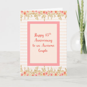 45th Anniversary Card in Peach with Floral Borders