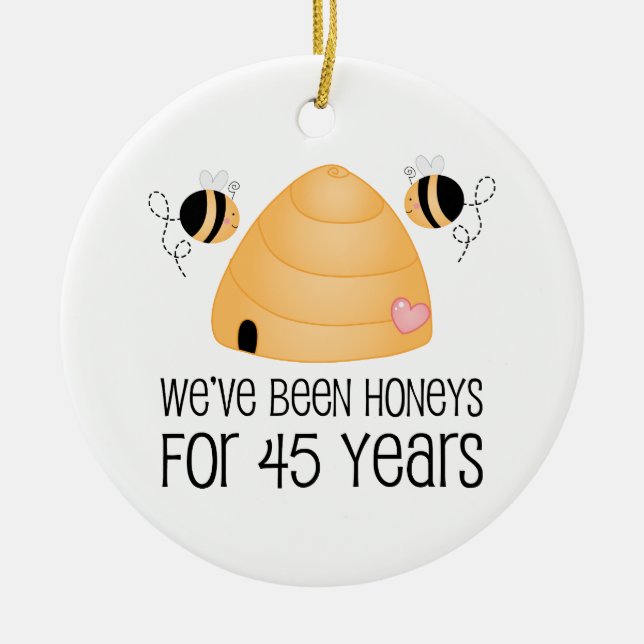 45th Anniversary Couple Gift Ceramic Ornament (Front)