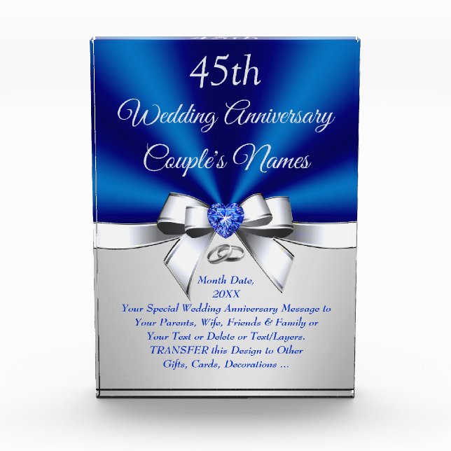 45th Anniversary Gift Ideas for Couples, Customize (Front)