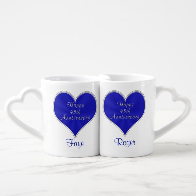 45th Anniversary Gift Ideas with NAMES and DATE Coffee Mug Set (Front Nesting)