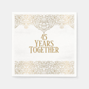 45th Anniversary Gold Lace On White Napkins
