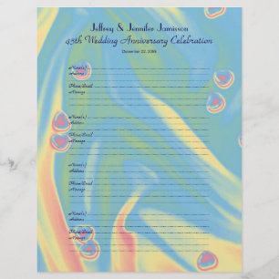 45th Anniversary Hearts Guest Book Sign-In Page