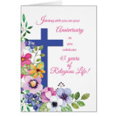 45th Anniversary Nun Religious Life Cross, Flowers (Front)