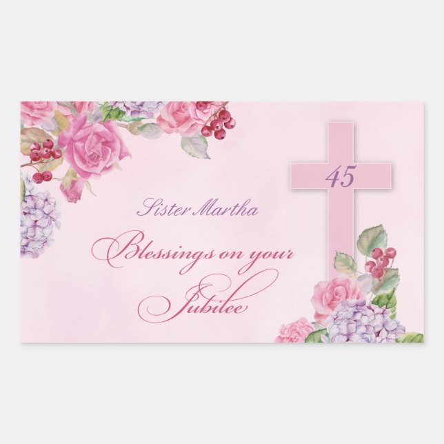 45th Anniversary of Religious Life Catholic Nun Rectangular Sticker (Front)