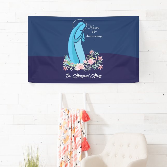 45th Anniversary of Religious Life Nun Pink Flower Banner (Insitu)