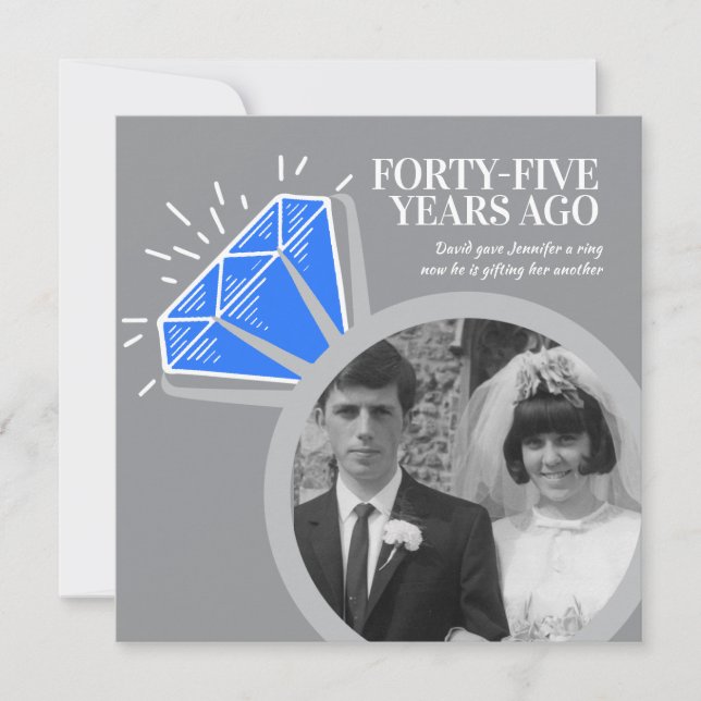 45th anniversary party sapphire ring two photos invitation (Front)