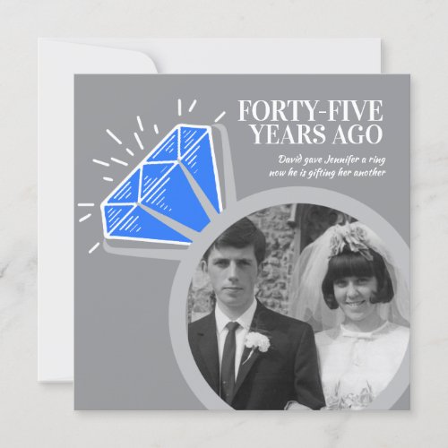 45th anniversary party sapphire ring two photos invitation