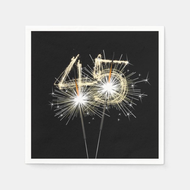 45th Anniversary Party Sparklers on Black Napkins (Front)