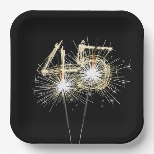 45th Anniversary Party Sparklers on Black Paper Plates