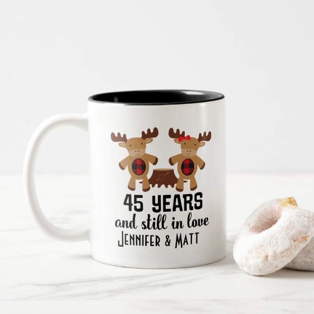 45th Anniversary Personalized Couples Mug Gift (With Donut)