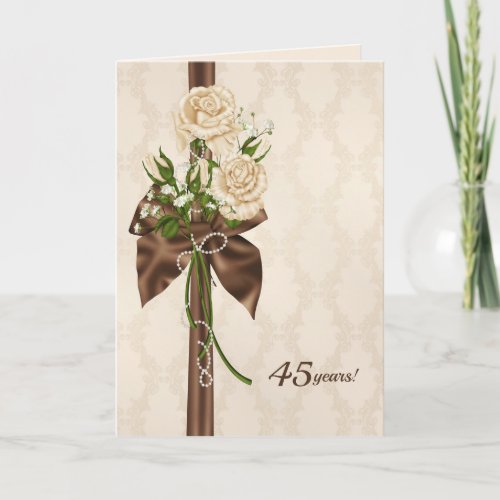45th anniversary roses on damask card