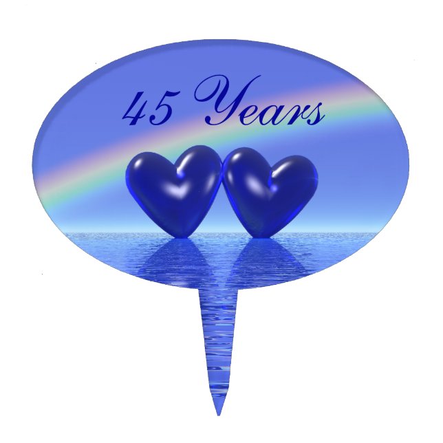 45th Anniversary Sapphire Hearts Cake Topper (Front)