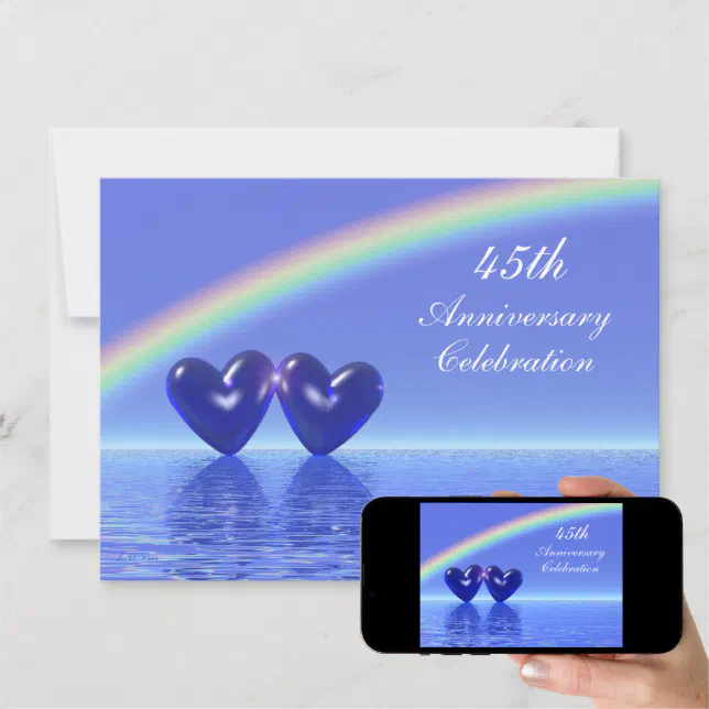 45th Anniversary Sapphire Hearts Invitation Zazzle