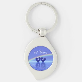 45th Anniversary Sapphire Hearts Keychain by Peerdrops at Zazzle