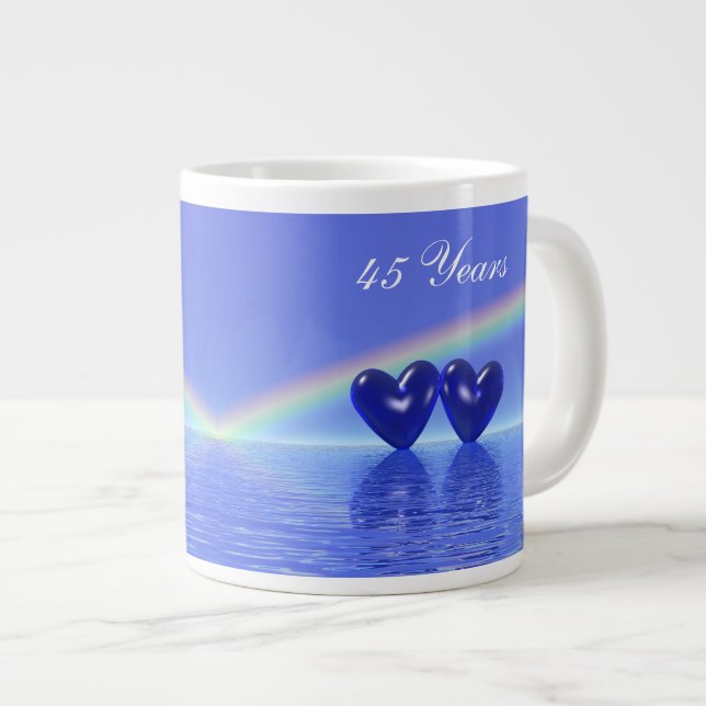 45th Anniversary Sapphire Hearts Large Coffee Mug (Front Right)