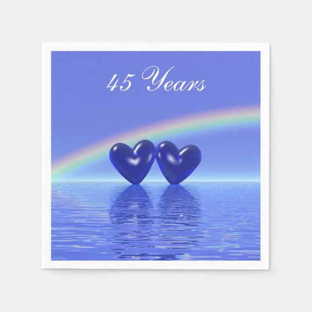 45th Anniversary Sapphire Hearts Napkins (Front)