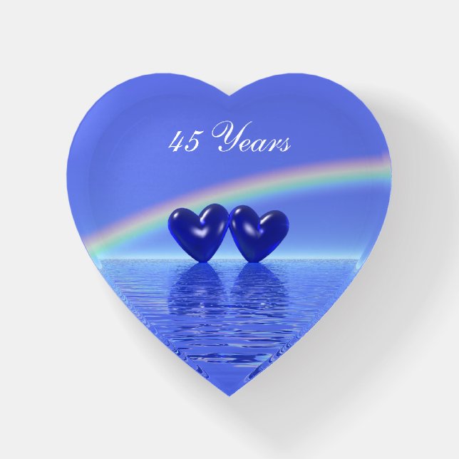 45th Anniversary Sapphire Hearts Paperweight (Front)