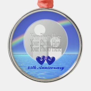45th Anniversary Sapphire Hearts (photo frame) Metal Ornament