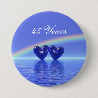 45th Anniversary Sapphire Hearts Pinback Button