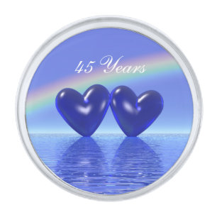 45th Anniversary Sapphire Hearts Silver Finish Lapel Pin
