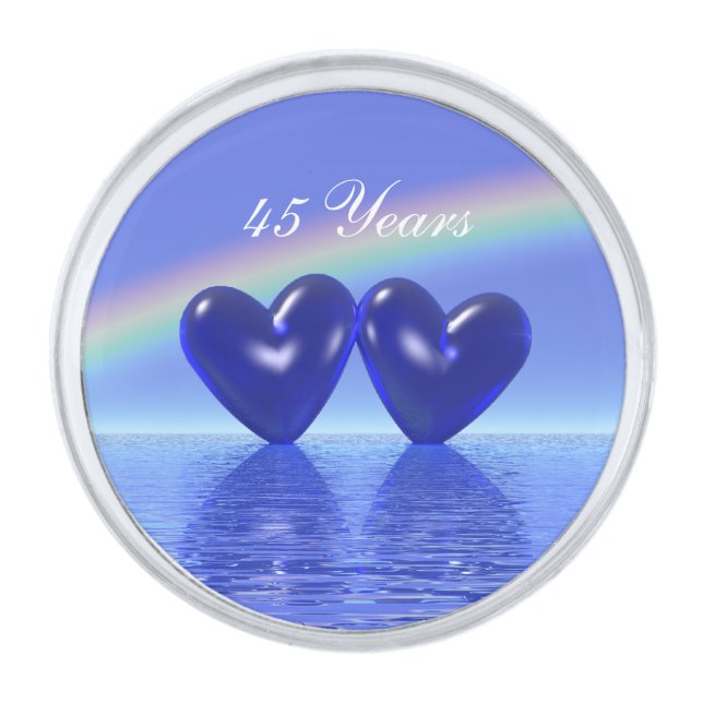 45th Anniversary Sapphire Hearts Silver Finish Lapel Pin (Front)