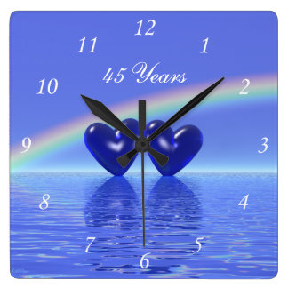 45th Anniversary Sapphire Hearts Square Wall Clock