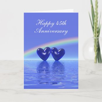 45th Anniversary Sapphire Hearts (tall) Card by Peerdrops at Zazzle