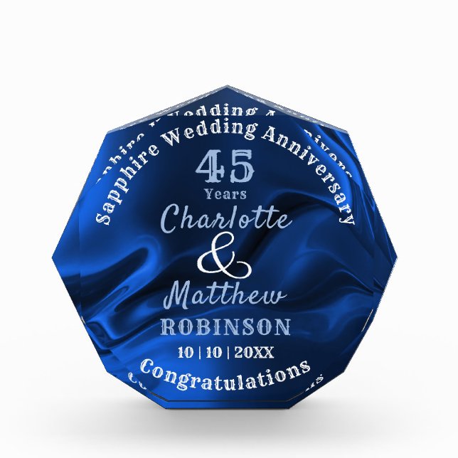 45th Anniversary Sapphire Wedding Gift Personal (Front)
