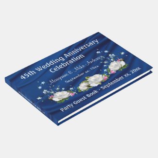 45th Anniversary Sapphire White Roses Custom Guest Book