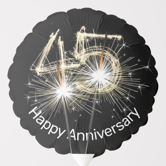 45th Anniversary Sparklers on Black Balloon (Front)