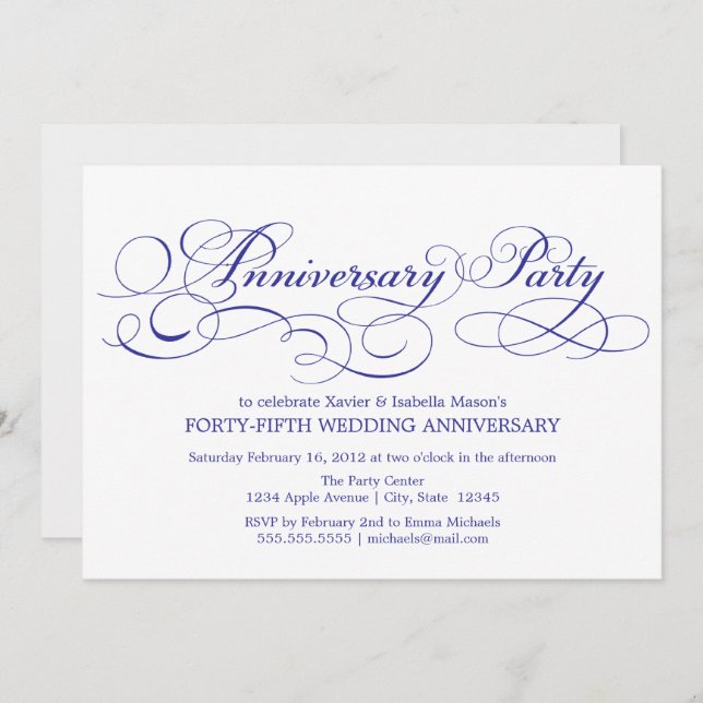 45th Anniversary | White/Blue Invitation (Front/Back)