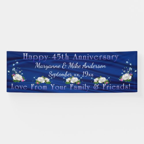 45th Anniversary White Roses Sapphire Custom Banner