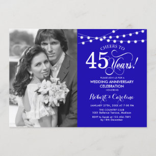 45th Anniversary with Photo - Sapphire Blue Invitation