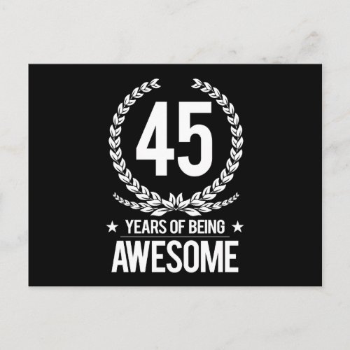 45th Birthday 45 Years Of Being Awesome Postcard