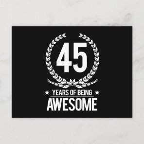 45th Birthday (45 Years Of Being Awesome) Postcard