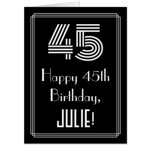 45th Birthday — Art Deco Inspired Look “45” + Name Card