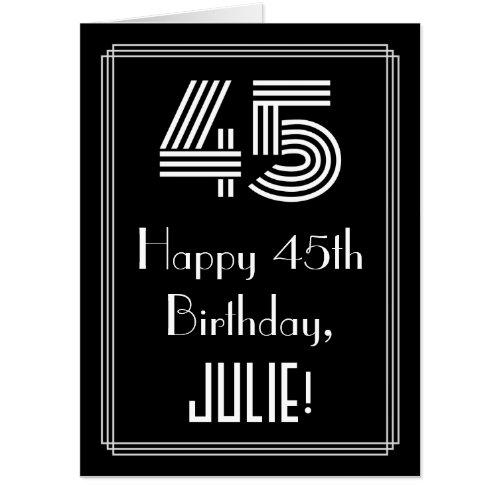 45th Birthday  Art Deco Inspired Look 45  Name Card