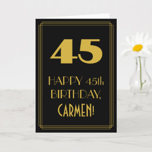 45th Birthday – Art Deco Inspired Look "45" & Name Card