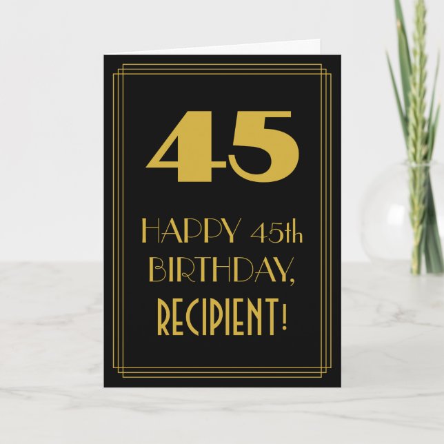 45th Birthday ~ Art Deco Inspired Look "45" & Name Card (Front)