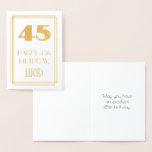 [ Thumbnail: 45th Birthday: Art Deco Inspired Look "45" & Name Foil Card ]
