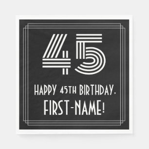 45th Birthday: Art Deco Inspired Look "45" + Name Napkins