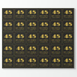 [ Thumbnail: 45th Birthday – Art Deco Inspired Look "45" & Name Wrapping Paper ]