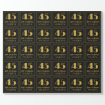 [ Thumbnail: 45th Birthday ~ Art Deco Inspired Look "45", Name Wrapping Paper ]