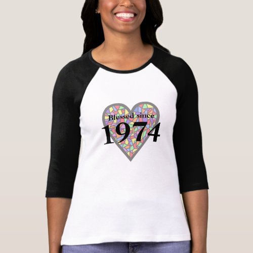 45th birthday Blessed since 1974 stained glass T_Shirt
