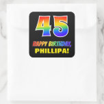 [ Thumbnail: 45th Birthday: Bold, Fun, Simple, Rainbow 45 Sticker ]
