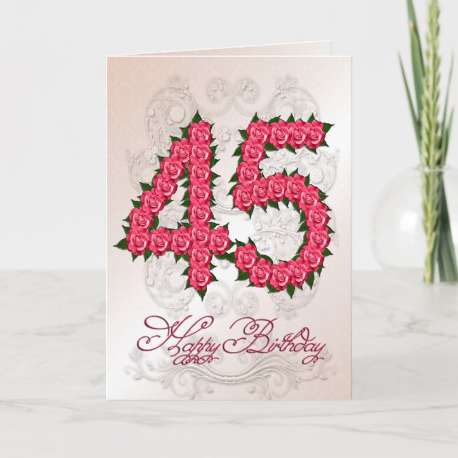 45th birthday card with roses and leaves (Front)