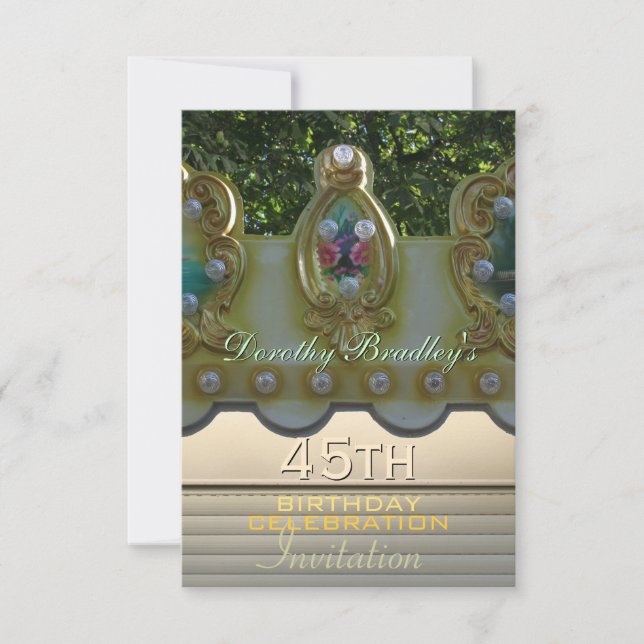 45th Birthday Celebration Carousel Custom Invite (Front)