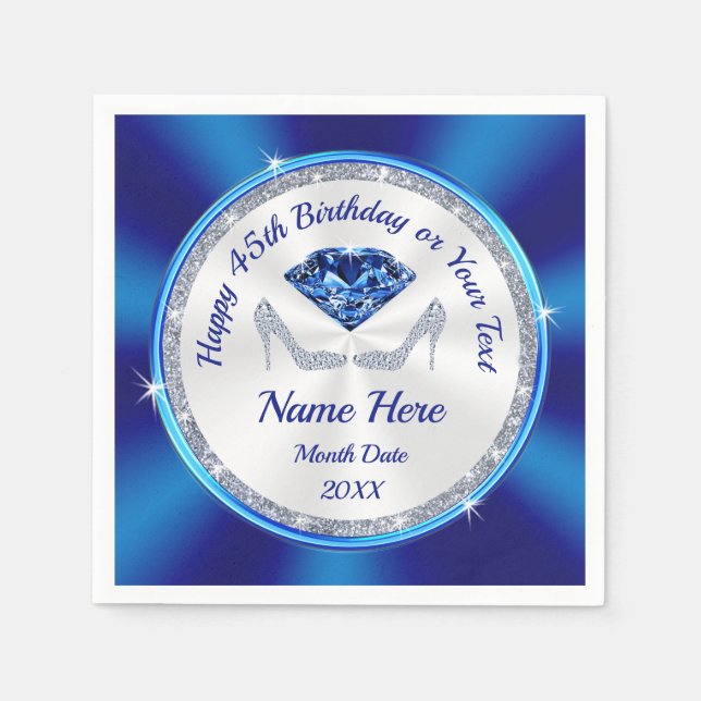 45th Birthday Celebration Ideas for Her, Sapphire  Napkins (Front)